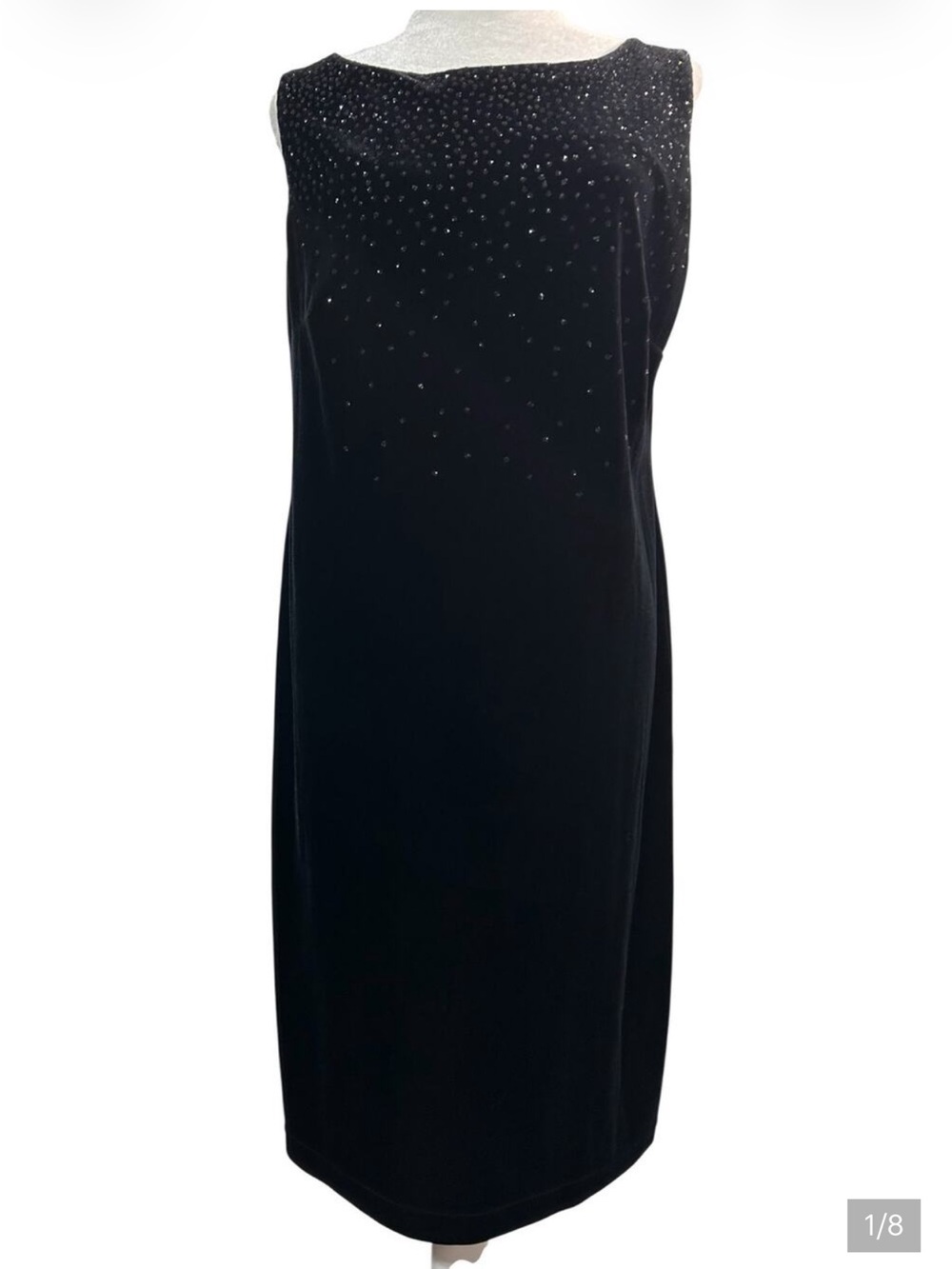 Vintage 90s Robbie Bee Black Glitter Velour Sleeveless Dress Size XL Whimsigoth